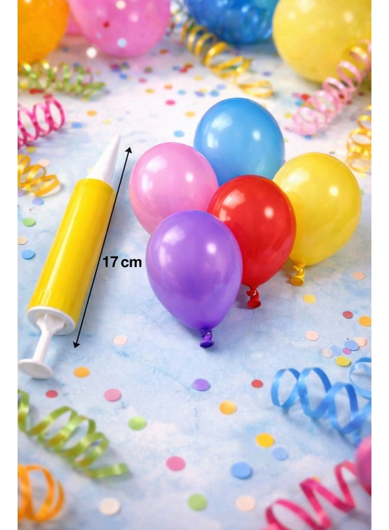 Kids Balloon Set with Air Pump – Multicolor Balloons for Party Decoration & Children Play Toy | Easy Hand Pump Balloon Kit for Kids (Pack of Balloons + Pump) - Image 1