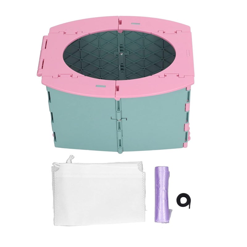 YWBL-WH Toddler Potty, Portable Foldable Travel Toilet Seat, Reusable Training Chair for Kids on Camping Trips and Long Car Rides (Green Pink) - Image 1