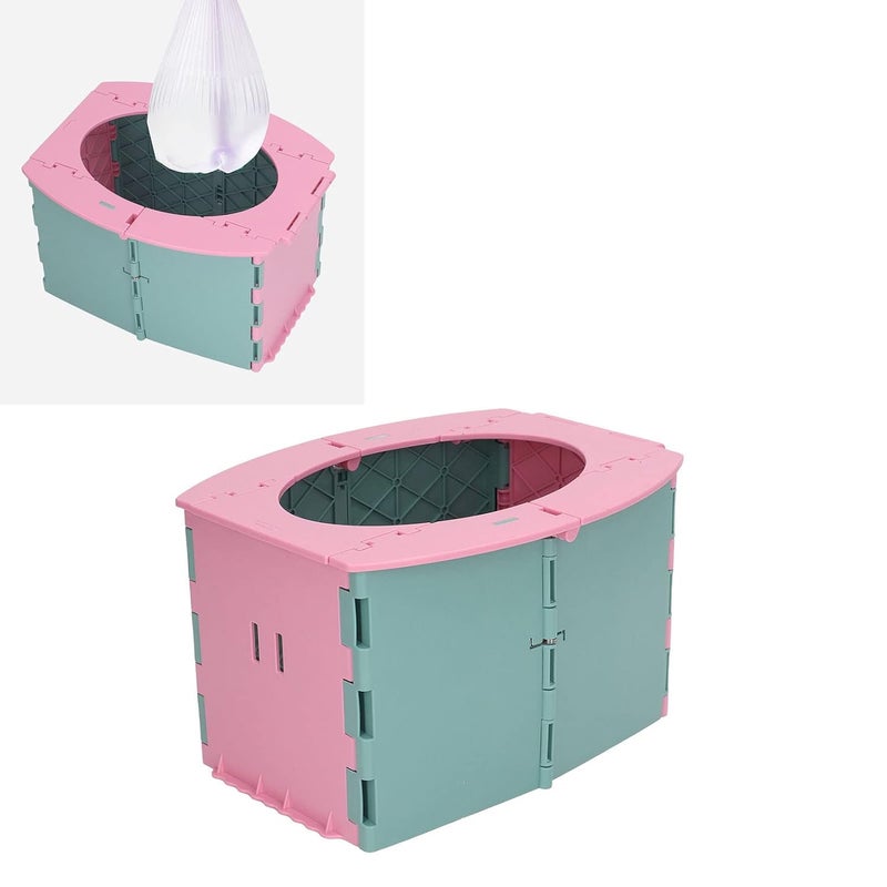 YWBL-WH Toddler Potty, Portable Foldable Travel Toilet Seat, Reusable Training Chair for Kids on Camping Trips and Long Car Rides (Green Pink) - Image 5