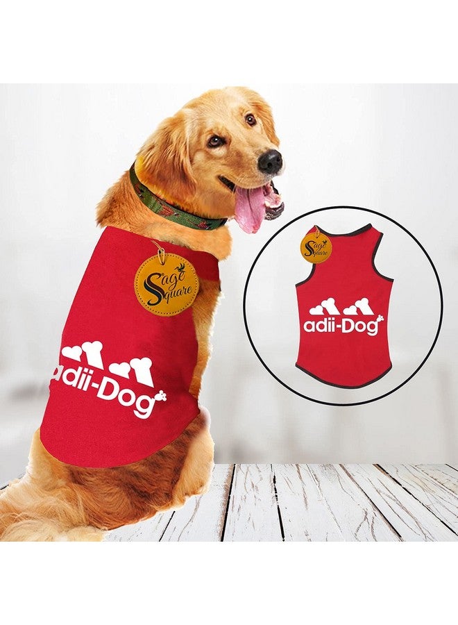 سايج سكوير تي شيرت قطني مريح للكلاب، سترة بدون أكمام ناعمة وجيدة التهوية، ملابس عصرية للكلاب (أحمر) (كبير جدًا) (26 بوصة) - Image 2