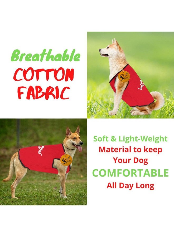 سايج سكوير تي شيرت قطني مريح للكلاب، سترة بدون أكمام ناعمة وجيدة التهوية، ملابس عصرية للكلاب (أحمر) (كبير جدًا) (26 بوصة) - Image 4