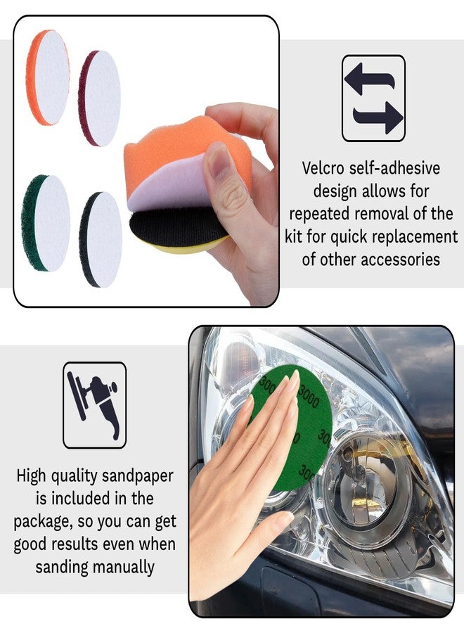 BFXM 38 Pcs Car Headlight Restoration Kit, 3 Inch Automotive Headlight Sanding and Polishing Set with Sanding Discs Scouring Pads Polishing Pads Suitable for Drill, Universal for All Type of Car Headlights - Image 3