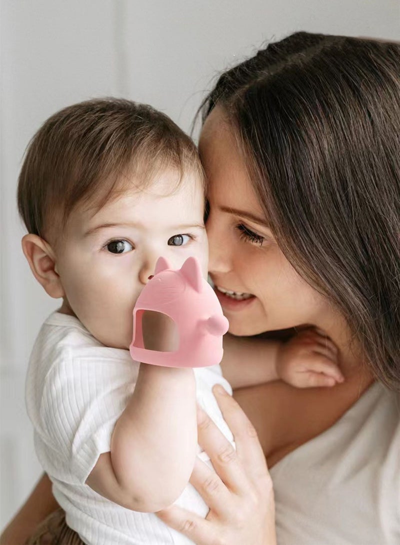 2 Pcs Silicone Baby Teether Toy BPA Free Anti-Drop Silicone Mitten Teething Toy for Soothing Sore Gums Baby Chew Toys for Sucking Needs Olive  - Image 5