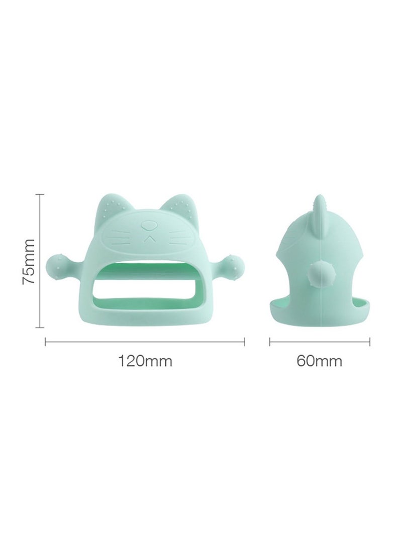 2 Pcs Silicone Baby Teether Toy BPA Free Anti-Drop Silicone Mitten Teething Toy for Soothing Sore Gums Baby Chew Toys for Sucking Needs Olive  - Image 3