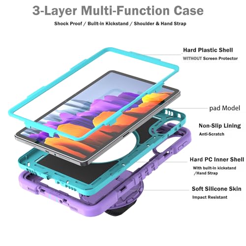 ProElite for Xiaomi Redmi Pad 2 11 inch Case, Rugged 3 Layer Armor case Cover for Xiaomi Redmi Pad 2 11 inch Case with Hand Grip and Rotating Kickstand with Shoulder Strap, Purple Blue - Image 3