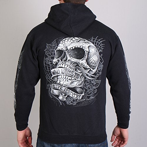 Hot Leathers mens Motorcycle fashion hoodies, Black, 2X US - Image 2