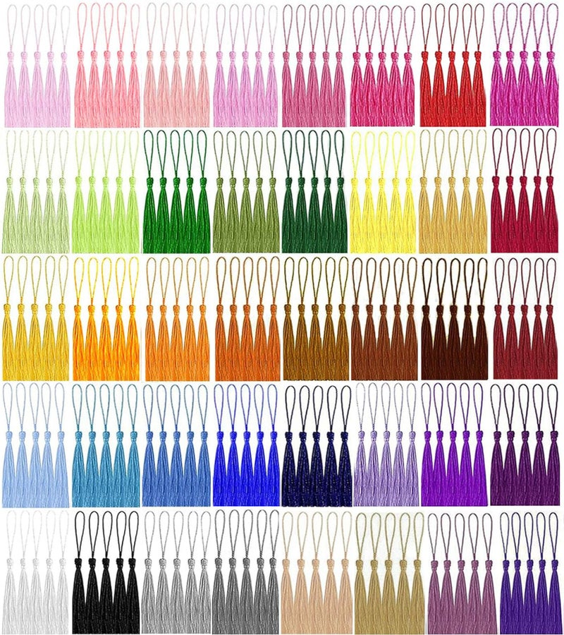 BetterJonny BetterJonny Handmade Silky Floss Soft Craft Mini Tassels with Loops for Bookmarks DIY Crafts Jewelry Making 40 Colors