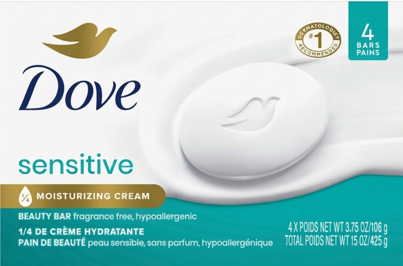 Dove Soap Sensitive Skin Beauty 4 Bars