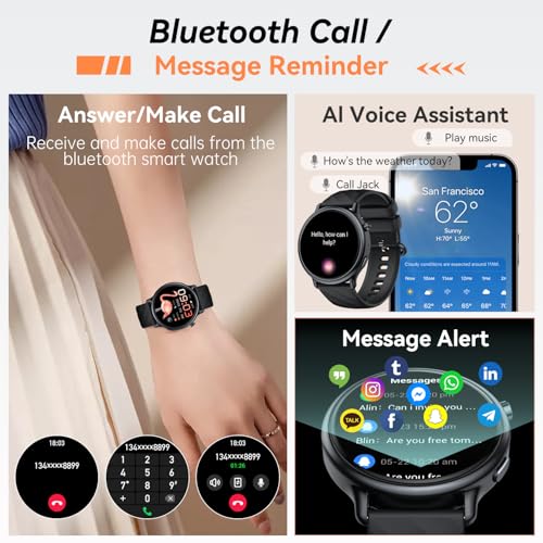 Paukila Smart Watch for Women Fitness Tracker: Waterproof Digital Mens Watches Make Answer Call Smartwatch for Android Phone iPhone Samsung Compatible Step Running Pedometer Sleep SpO2 Heart Rate Monitor - Image 2