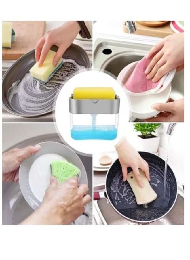 ماركة غير محددة موزع صابون بمضخة وحامل إسفنج للمطبخ ألوان متعددة  - Image 2