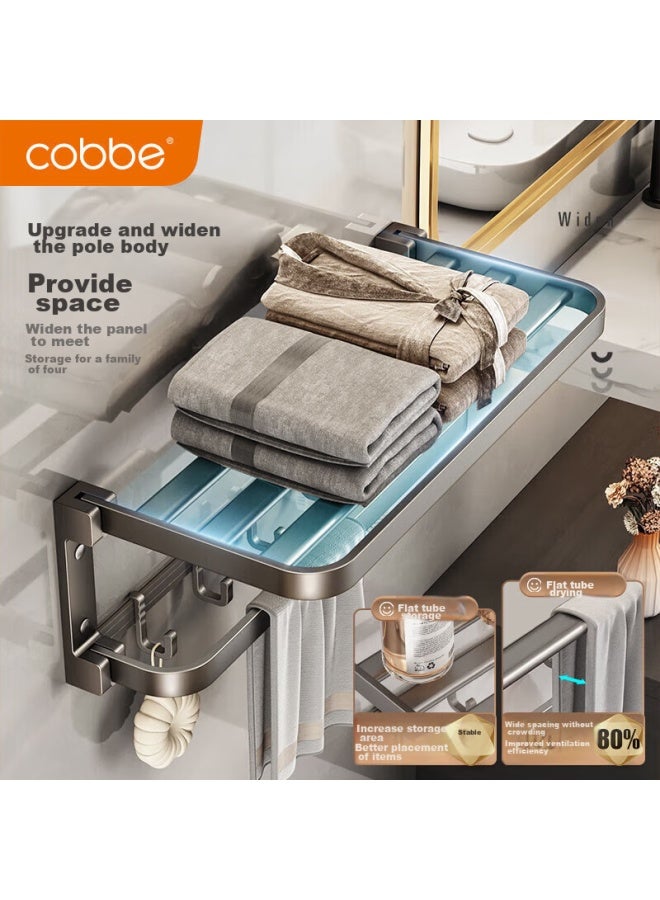 Cobbe Space Aluminum Towel Rack, Bathroom Wall-mounted, No Drilling Required, Toilet Storage Shelf, Bathroom Washroom Towel Rack Set - Image 4