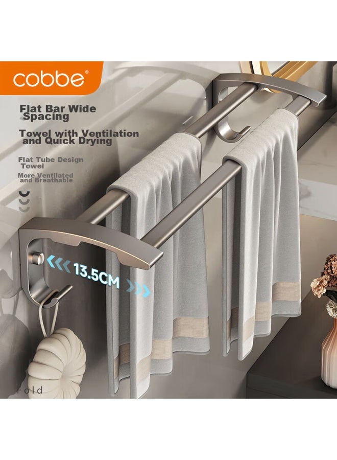 Cobbe Space Aluminum Towel Rack, Bathroom Wall-mounted, No Drilling Required, Toilet Storage Shelf, Bathroom Washroom Towel Rack Set - Image 5