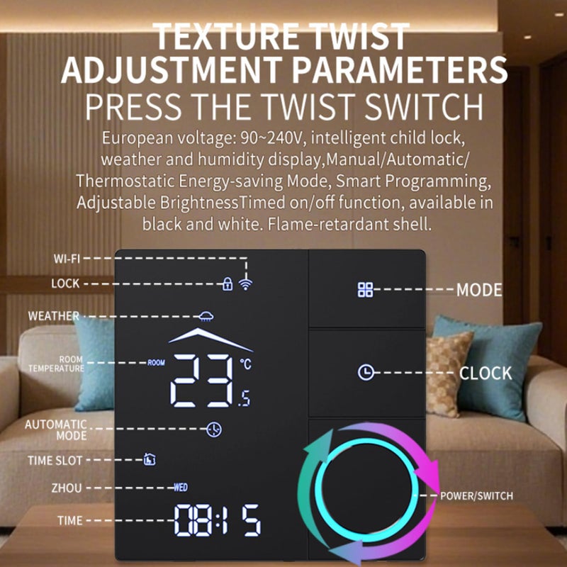 WiFi Smart Thermostat 16A with Sensor Cable Remote Control 3 Modes Temperature Controller - Image 3
