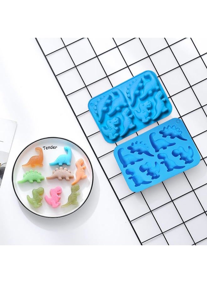 Ahorasky Dinosaur Silicone Gummy Candy Molds - 2Pcs 8-Cavity Soap Dinosaur Molds Shaped with T-rex, Stegosaurus, Triceratops, Brontosaurus, Non-stick and Bpa Free for Chocolate, Soaps, Crayons, Ice Cubes - Image 4