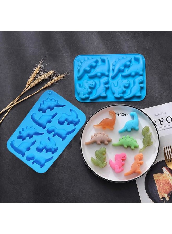 Ahorasky Dinosaur Silicone Gummy Candy Molds - 2Pcs 8-Cavity Soap Dinosaur Molds Shaped with T-rex, Stegosaurus, Triceratops, Brontosaurus, Non-stick and Bpa Free for Chocolate, Soaps, Crayons, Ice Cubes - Image 5