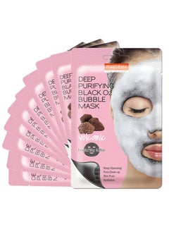 Purederm Purederm Deep Purifying Black O2 Bubble Mask Volcanic (10 Pack) - Bubble Face Sheet Mask for Purifying & Brightening  - Image 1