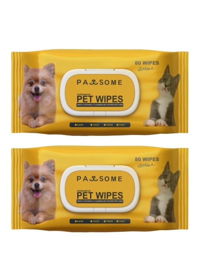 PAWSOME Antibacterial Pet Wipes 2 x 80pcs - Image 1