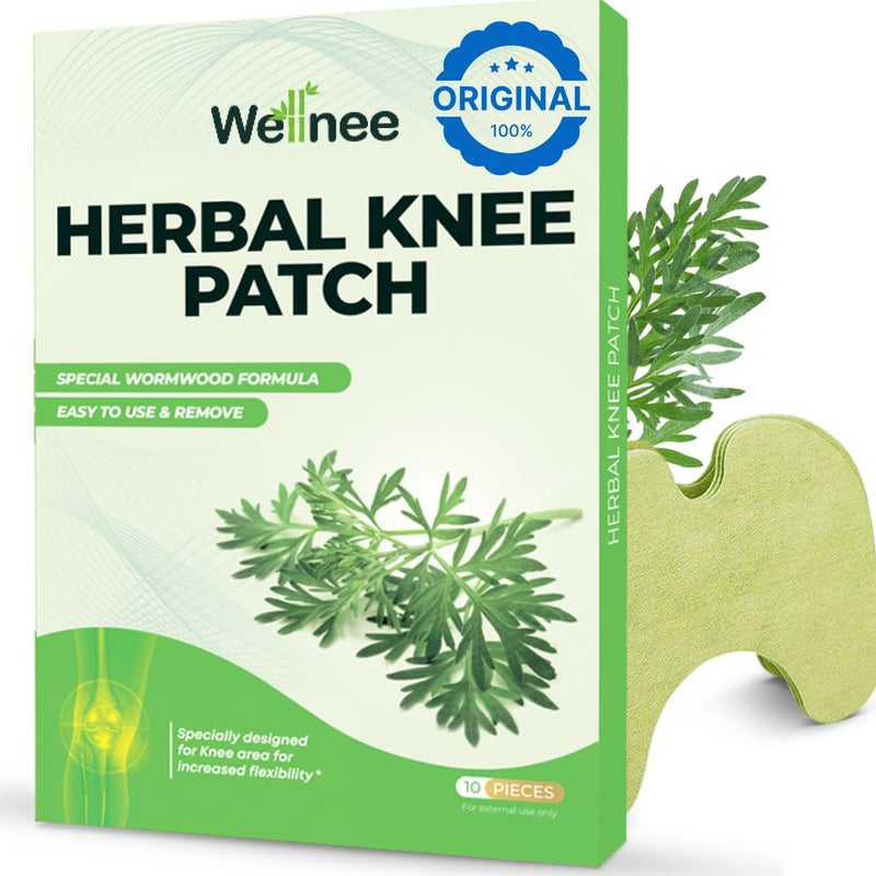 Wellnee Original Herbal Knee Patch Wellknee Plaster for Knee Support Muscle Pain Maximum Strength for a Temporary Relief Adhesive Heat Patches Made with Natural Herbs for Wellness 10 Pads