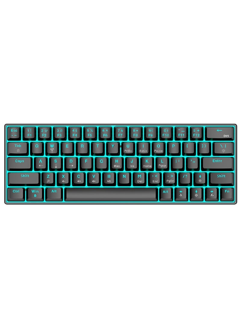 T-WOLF - 63 Keys Wired Mechanical Gaming Keyboard Rgb Backlit Ultra Compact Mini Keyboard Waterproof Mini Compact 63 Keys Keyboard For PC Mac Gamer Typist Travel Easy Black - Image 1