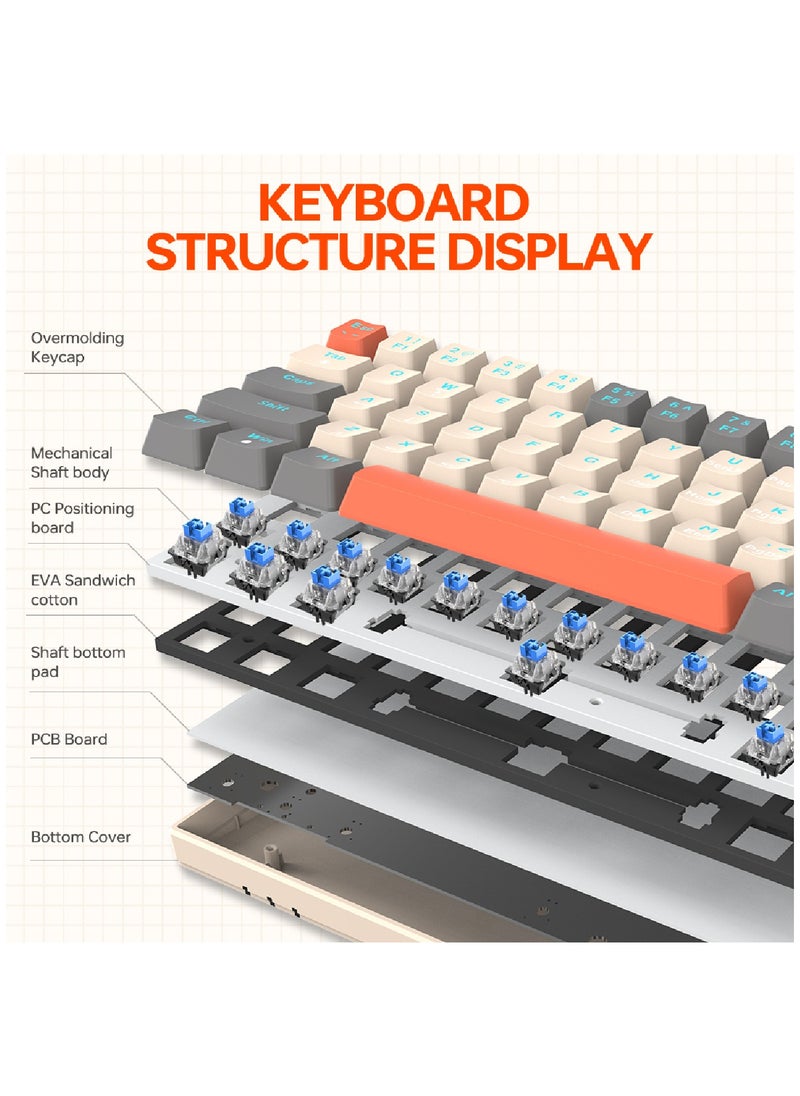 T-WOLF - 63 Keys Wired Mechanical Gaming Keyboard Rgb Backlit Ultra Compact Mini Keyboard Waterproof Mini Compact 63 Keys Keyboard For PC Mac Gamer Typist Travel Easy Black - Image 1