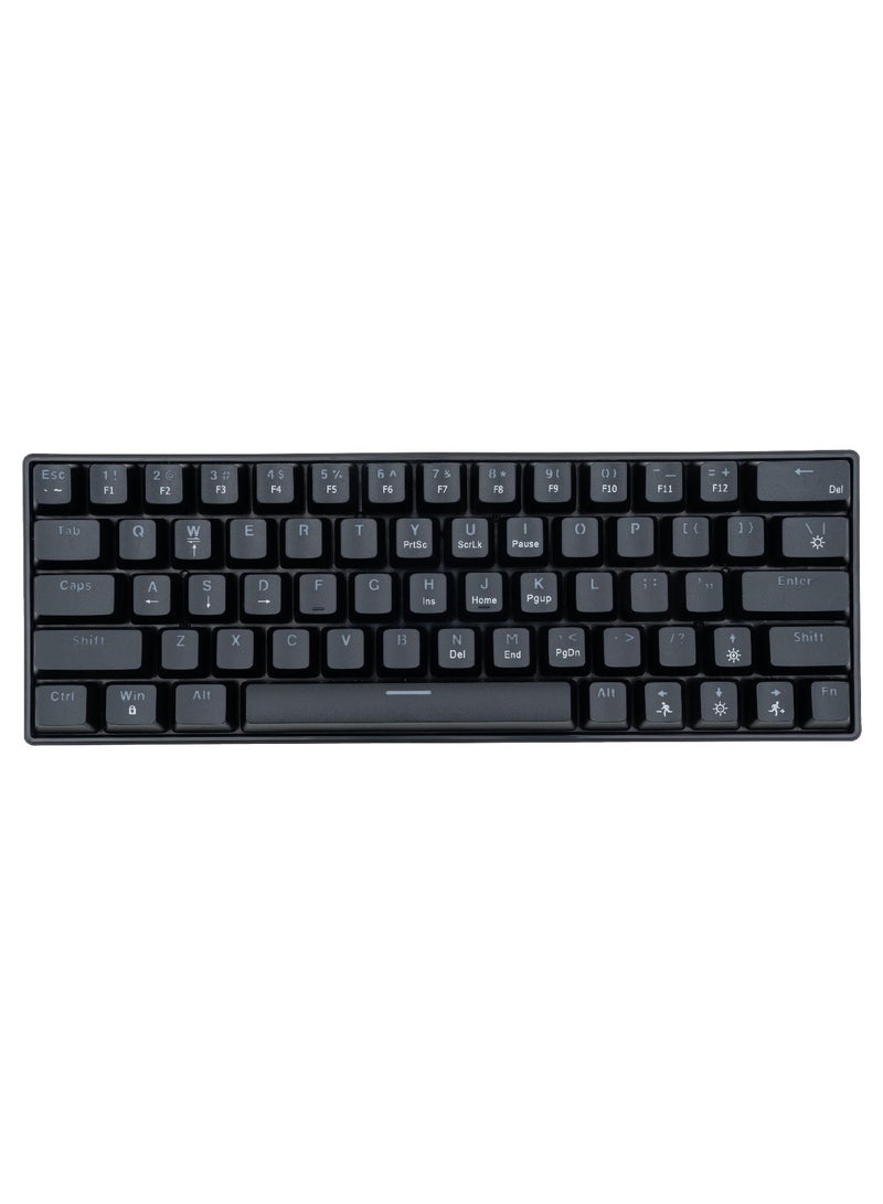 T-WOLF لوحة مفاتيح ميكانيكية سلكية للألعاب مكونة من 63 مفتاحًا وإضاءة خلفية RGB ولوحة مفاتيح صغيرة الحجم للغاية ومقاومة للماء و63 مفتاحًا للكمبيوتر الشخصي وأجهزة Mac Gamer Typist والسفر بسهولة باللون الأسود - Image 1