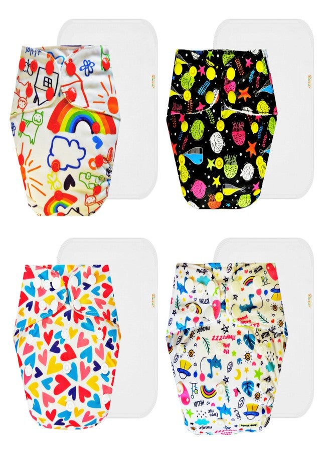 حفاضات دمبلدو القماشية الممتازة مع حشوة قطنية (عبوة من 4) | ملائمة محكمة | وسادة امتصاص من 6 طبقات | سريعة الجفاف | ضرورية للاستخدام اليومي | من 3 أشهر إلى 3 سنوات | للجنسين - Image 1