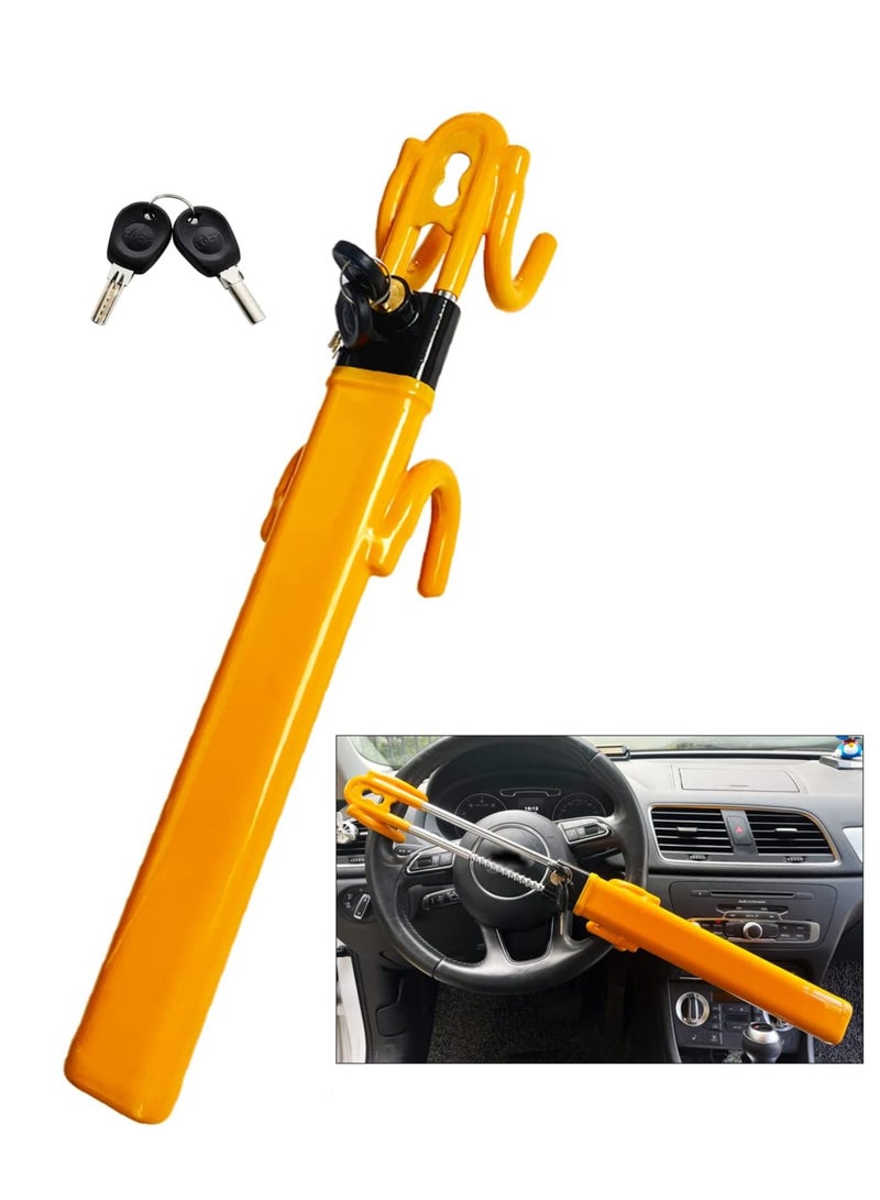 Steering Wheel Lock - Heavy Duty Antitheft Device and Car Security Lock with Adjustable Locking and 2 Keys - Great Vehicle and Truck Deterrent (Yellow) - Image 1