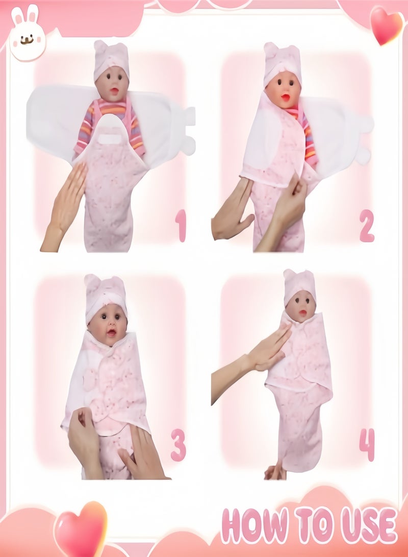 كيفن بطانية قماط للأطفال حديثي الولادة حتى 6 أشهر من مجموعة من 3 قطع أساسية للأطفال حديثي الولادة البنات والأولاد، كيس نوم قابل للتعديل من القطن 100%، بطانيات تقميط فائقة - Image 4