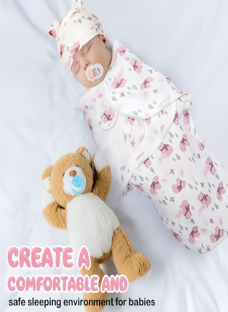 كيفن بطانية قماط للأطفال حديثي الولادة حتى 6 أشهر من مجموعة من 3 قطع أساسية للأطفال حديثي الولادة البنات والأولاد، كيس نوم قابل للتعديل من القطن 100%، بطانيات تقميط فائقة - Image 5