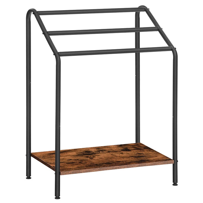 HOOBRO Towel Rail, Drying Rail, Towel Rail on Stand, with 3 Bars and Board, Small Space, Stable, for Bathroom, Blankets, Newspapers EBF63LB01 - Image 1