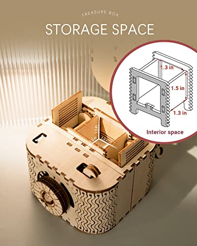ROKR 3D Assembly Wooden Puzzle DIY Crafts Kit Fun Creative DIY Toy Treasure Box Brain Teaser Mechanical Engineering Model Building Kits Educational Toy Birthday Gift for Adults and Kids Age 14+ - Image 4