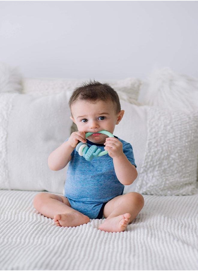Itzy Ritzy - Itzy Ritzy Silicone Teether with Rattle; Features Rattle Sound, Two Silicone Rings and Raised Texture to Soothe Gums; Ages 3 Months and Up; Cactus - Image 1