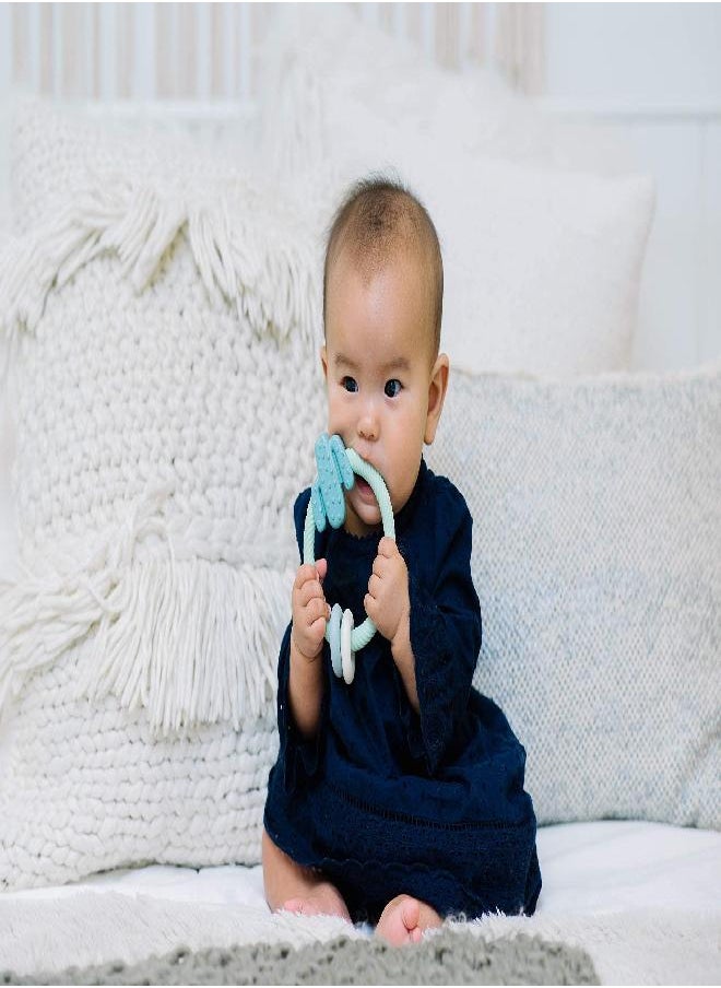 Itzy Ritzy - Itzy Ritzy Silicone Teether with Rattle; Features Rattle Sound, Two Silicone Rings and Raised Texture to Soothe Gums; Ages 3 Months and Up; Cactus - Image 1