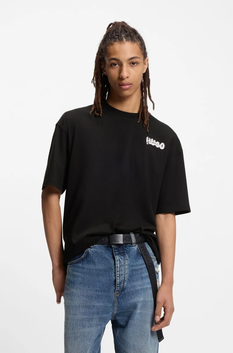 HUGO All-gender cotton-jersey T-shirt with logo prints