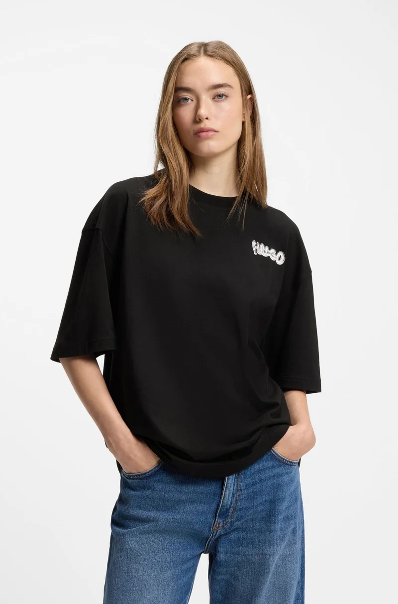 HUGO All-gender cotton-jersey T-shirt with logo prints