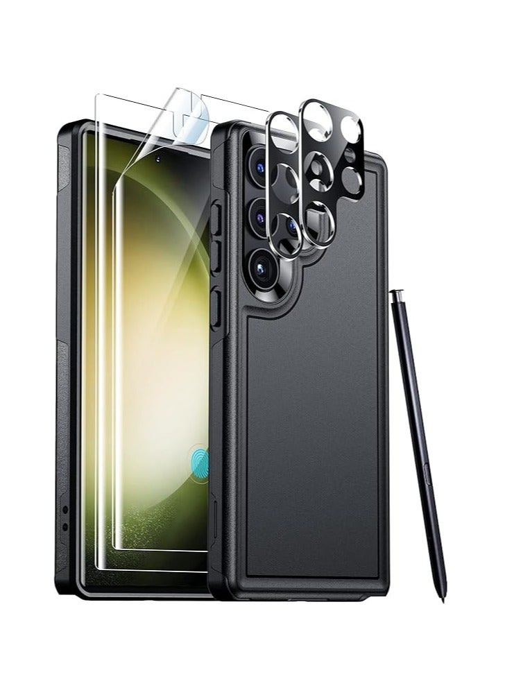 عام حافظة Samsung Galaxy S24 Ultra /S24 Plus/S24، متينة عسكرية المستوى مضادة للصدمات، تحتوي على قطعتين 【حافظة شاشة ناعمة + حافظة عدسة】 تغطي الجسم بالكامل. - Image 1