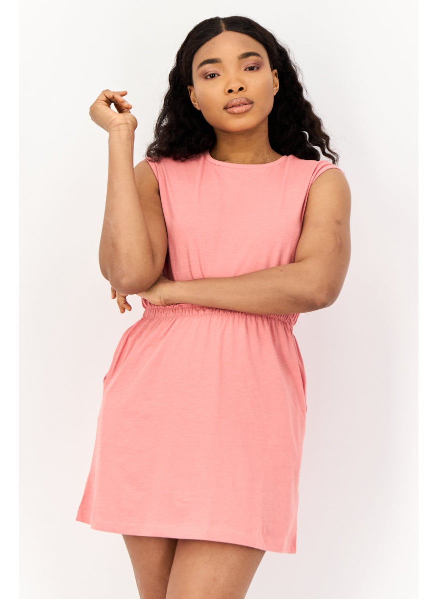 ONLY Women Solid Mini Dress, Coral Pink  - Image 1