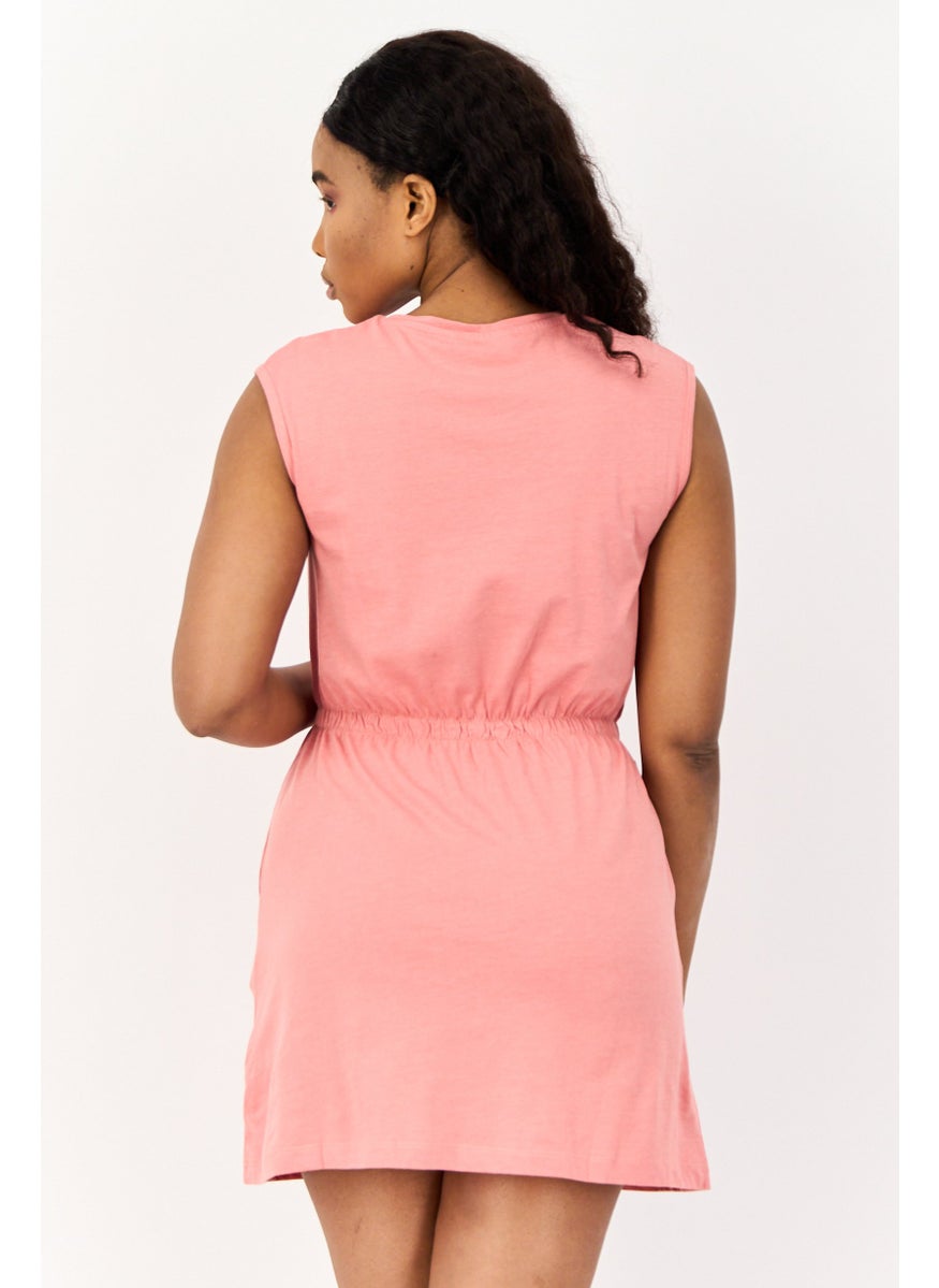 ONLY Women Solid Mini Dress, Coral Pink  - Image 2