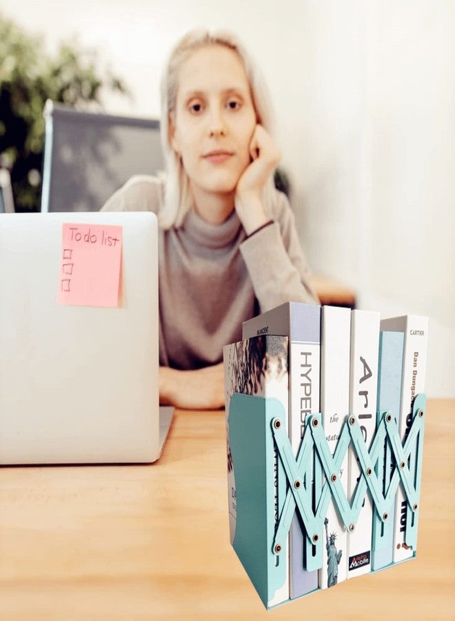 Aobopar Book Ends, Bookends for Shelves, Book Organizer for Desk, Metal Bookends for Heavy Books, Book Holders for Shelves, Suitable for Office, Home and School Use (Mint Green) - Image 4
