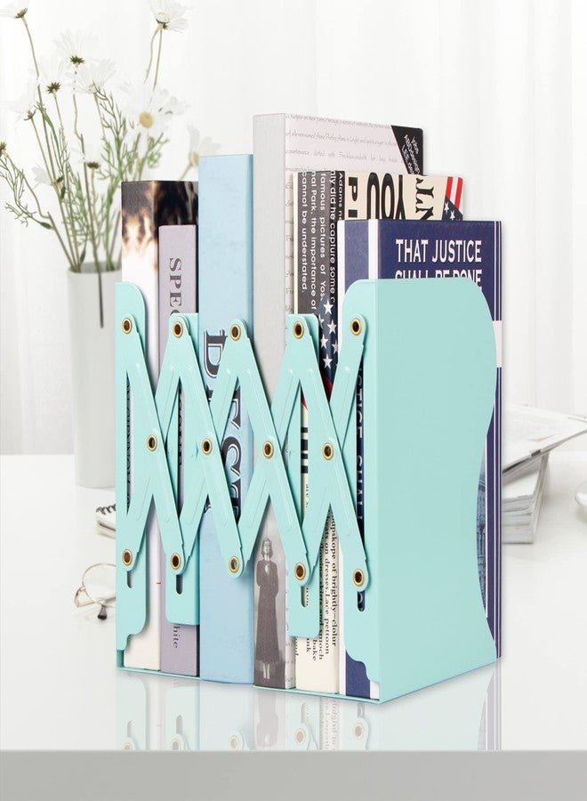 Aobopar Book Ends, Bookends for Shelves, Book Organizer for Desk, Metal Bookends for Heavy Books, Book Holders for Shelves, Suitable for Office, Home and School Use (Mint Green) - Image 2