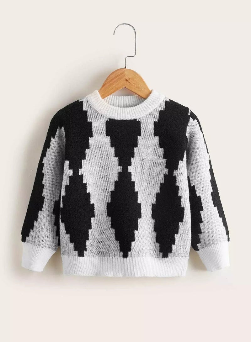 Toddler Boys Geo Pattern Sweater - Image 1