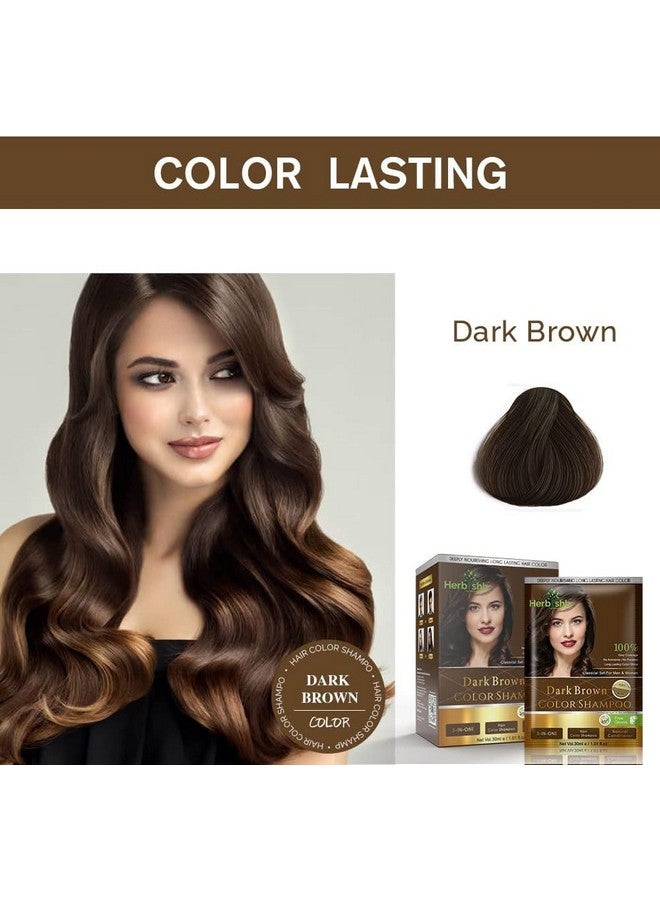 Herbishh Natural Hair Color Shampoo For Gray Hair - Argan Hair Mask, Travel Size, Long-Lasting Color, Ammonia-Free, 10 Pack + 1 Pack (Dark Brown) - Image 4