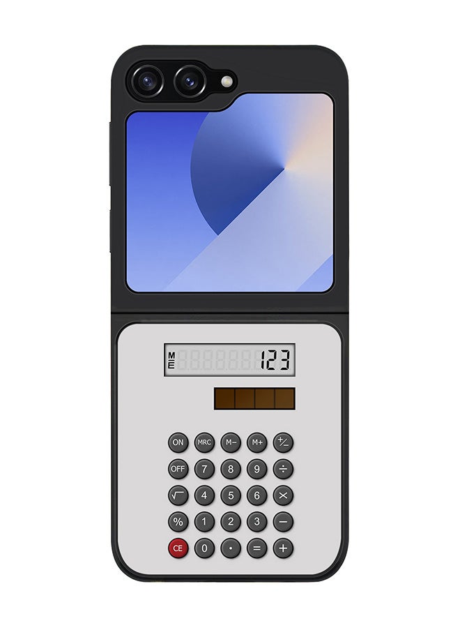 Stylizedd Rugged Black edge case for Samsung Galaxy Z Flip7 FE, Slim fit Soft Case Flexible Rubber Edges Anti Drop TPU Gel Thin Cover -  Calc (White) - Image 1