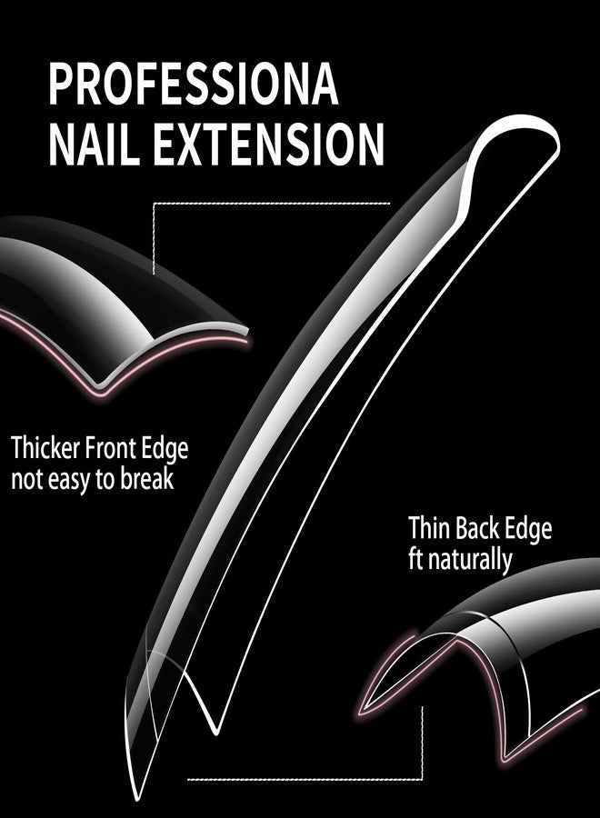 Cycullinyt 504Pcs Duck Shape Gel Nail Tips, Long Duck Nail Tips, 12 Sizes Acrylic Fake Nails Clear False Nail Extension for Beginner and Professional Home Salon DIY - Image 4