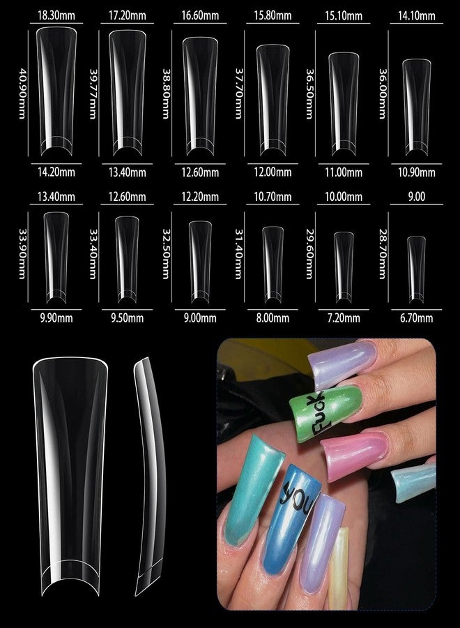 Cycullinyt 504Pcs Duck Shape Gel Nail Tips, Long Duck Nail Tips, 12 Sizes Acrylic Fake Nails Clear False Nail Extension for Beginner and Professional Home Salon DIY - Image 5