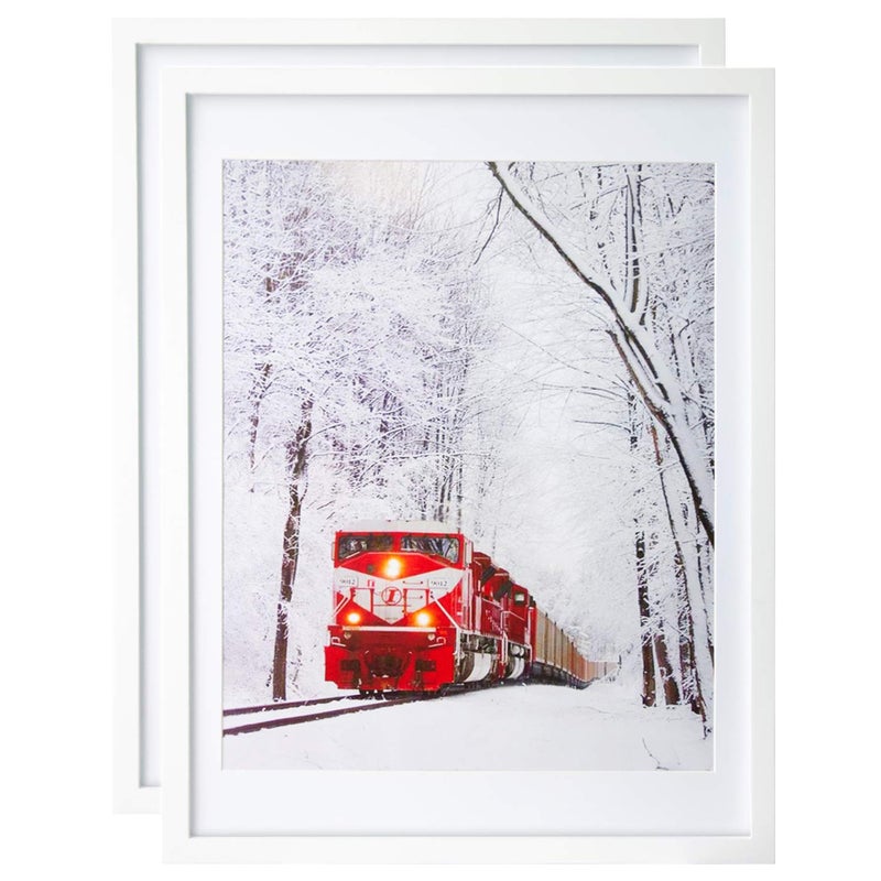 Egofine 18x24 Frames Set of 2 Matted for 16x20 White Poster Frame Made of Solid Wood  Acrylic Plexiglass Front for Wall Mounting Hanging Picture Frame Vertically or Horizontally