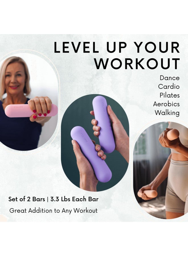 Polyfit Dumbbell Weight Bars for Women - Blush Pink - Set of 2 (3.3 LB | 6.5 LB Pair) - Dumbbell Set for Walking, Yoga, Dance, Barre, Pilates, Cardio, Aerobics - Image 1