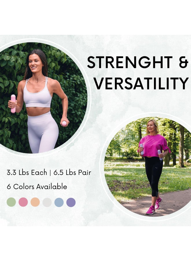 Polyfit Dumbbell Weight Bars for Women - Blush Pink - Set of 2 (3.3 LB | 6.5 LB Pair) - Dumbbell Set for Walking, Yoga, Dance, Barre, Pilates, Cardio, Aerobics - Image 3