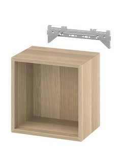 Zaboon Wall-Mounted Shelving Unit, White Stained Oak Effect, 35X25X35 Cm  - Image 1