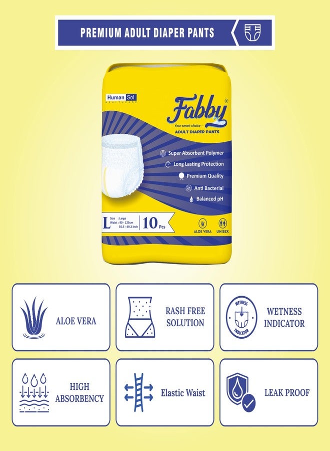 Fabby Super Absorbent Adult Diaper Pants | Size L | Waist (35.5-49.2 Inches) | Upto 10 Hours Absorption | Long Lasting Protection | 10 Count - Image 2